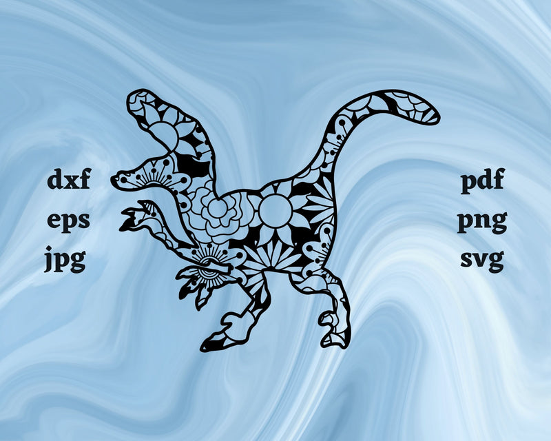 Mandala Raptor Coloring Velociraptor Mandala SVG Cut File - So Fontsy