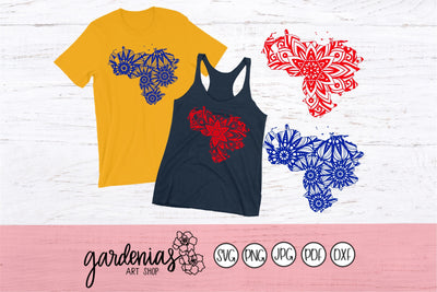 Venezuela Mandala Map SVG Gardenias Art Shop 