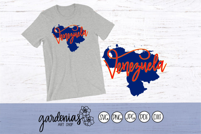 Venezuela Map Hand Lettered SVG Gardenias Art Shop 
