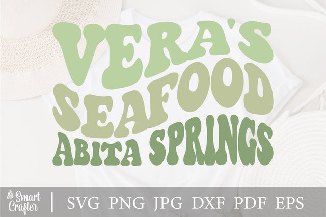 Vera's Seafood Abita Springs svg, wavy style svg, EPS PNG Cricut Instant Download SVG Fauz 