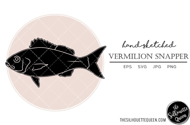 Vermilion Snapper Hand sketched, hand drawn vector clipart SVG Loveleen Kaur 