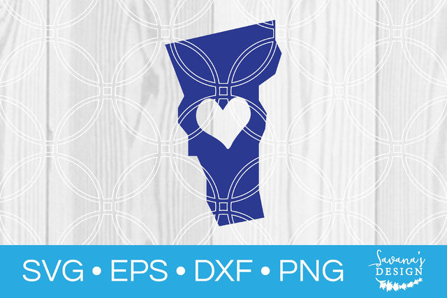 Vermont State with Heart SVG SavanasDesign 