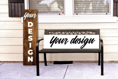 Vertical and Horizontal Porch Sign Layered PSD Mockup with Bench Mock Up Photo Risa Rocks It 