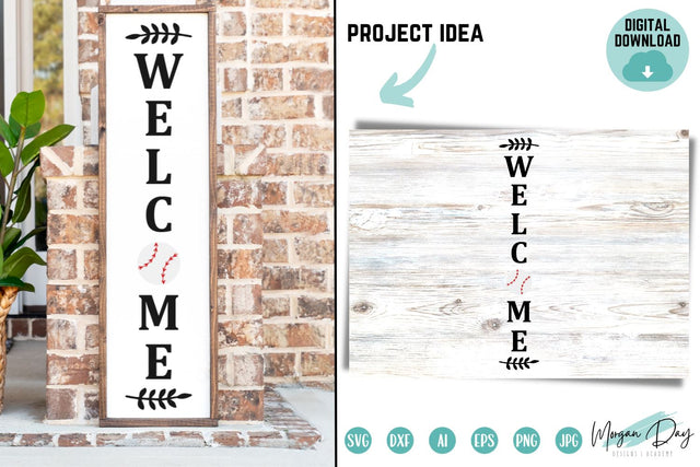 Vertical Baseball Welcome Sign SVG Cut File SVG Morgan Day Designs 