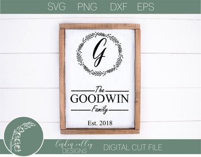 Vertical Family Name Sign SVG SVG Linden Valley Designs 