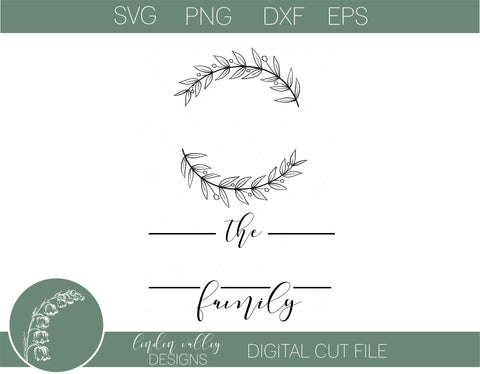 Vertical Family Name Sign with Wreath SVG Linden Valley Designs 