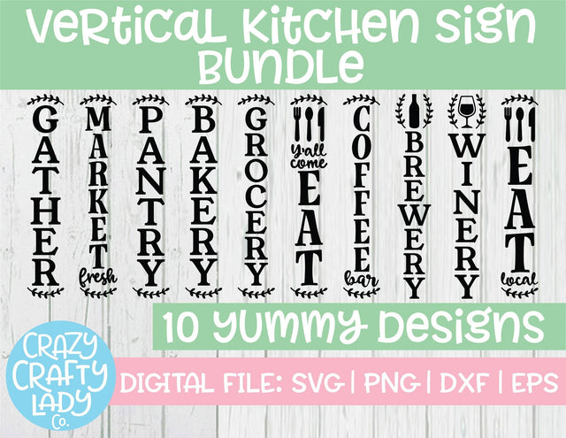 Vertical Kitchen Sign SVG Cut File Bundle SVG Crazy Crafty Lady Co. 