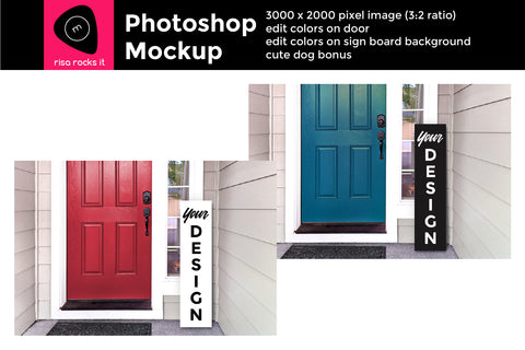 Vertical Porch Sign on Editable Plain Color Background Layered PSD Photoshop Product Mockup Mock Up Photo Risa Rocks It 