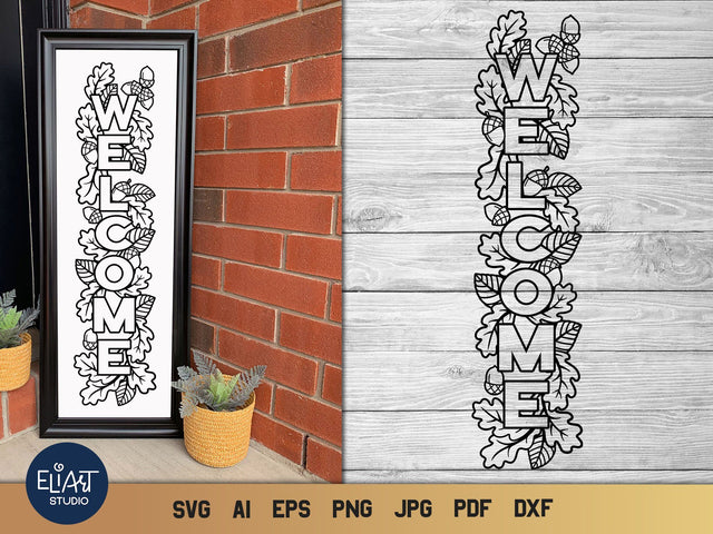 Vertical Porch Sign SVG, Fall SVG, Welcome SVG Oak Design. SVG Elinorka 