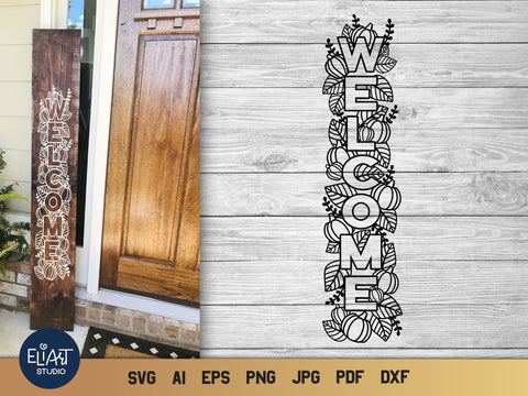 Vertical Porch Sign SVG, Fall SVG, Welcome SVG. SVG Elinorka 