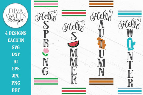 Vertical Seasons SVG Bundle | Spring Summer Autumn Winter SVG Diva Watts Designs 