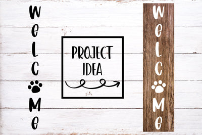 Vertical Welcome Dog Sign With Paw Print | Svg, Png, Dxf Files Included SVG RedFoxDesignsUS 
