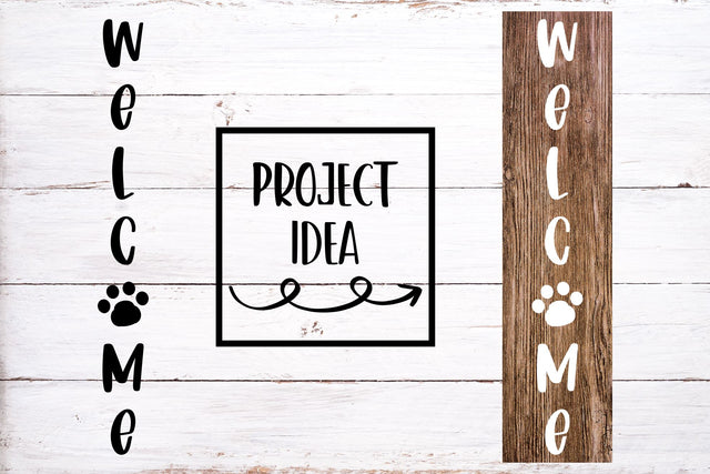 Vertical Welcome Dog Sign With Paw Print | Svg, Png, Dxf Files Included SVG RedFoxDesignsUS 