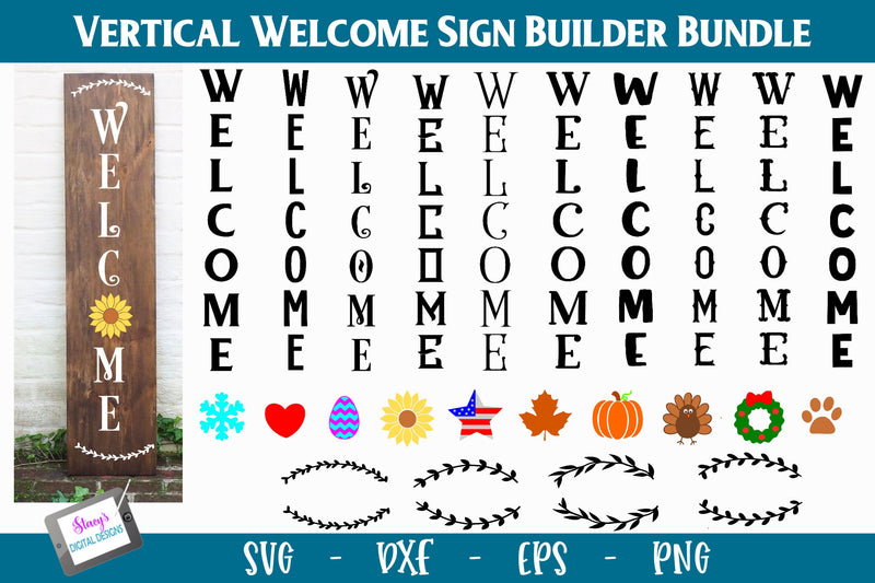 Vertical Welcome Sign Bundle - Sign Builder Bundle - So Fontsy