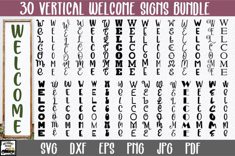 Vertical Welcome SVG Bundle - Welcome Sign SVG File SVG Old Market 