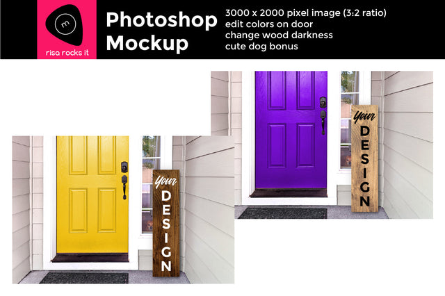 Vertical Wooden Porch Sign Layered PSD Photoshop Product Mockup Mock Up Photo Risa Rocks It 