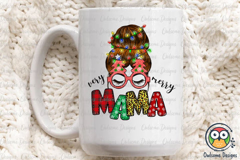 Very Merry Mama Christmas Sublimation Sublimation Owlsome.Designs 