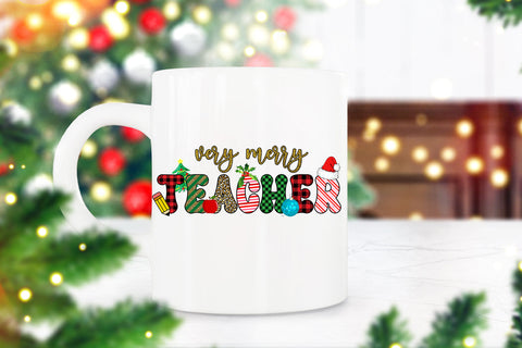 Very Merry Teacher Christmas I Teacher Christmas Sublimation Sublimation Happy Printables Club 