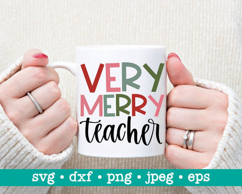 Very merry teacher christmas svg, Very merry teacher svg, Holiday teacher shirt svg, School teacher team svg, Christmas svg, Teacher tee svg SVG MAKStudion 