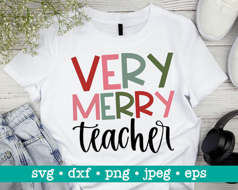 Very merry teacher christmas svg, Very merry teacher svg, Holiday teacher shirt svg, School teacher team svg, Christmas svg, Teacher tee svg SVG MAKStudion 