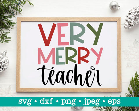 Very merry teacher christmas svg, Very merry teacher svg, Holiday teacher shirt svg, School teacher team svg, Christmas svg, Teacher tee svg SVG MAKStudion 