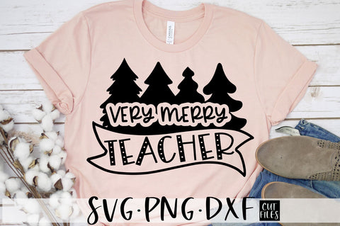 Very Merry Teacher | Christmas Teacher SVG SVG RedFoxDesignsUS 