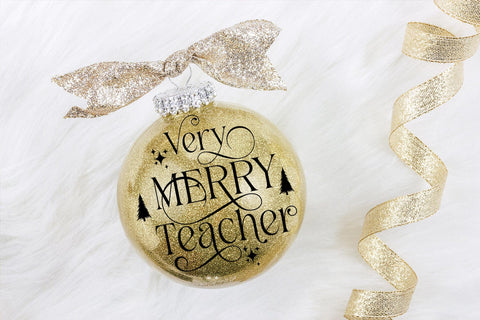 Very Merry Teacher Ornament I Teacher Christmas Ornament SVG SVG Happy Printables Club 