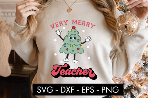 Very Merry Teacher SVG Cut File PNG SVG Freeling Design House 