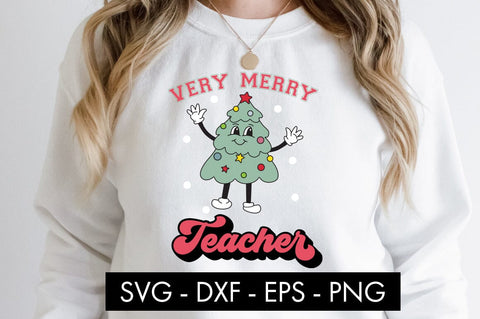 Very Merry Teacher SVG Cut File PNG SVG Freeling Design House 