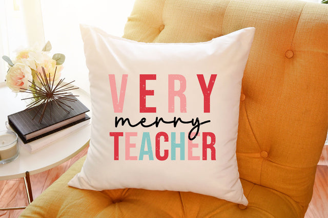 Very Merry Teacher SVG, Retro Christmas SVG SVGista 