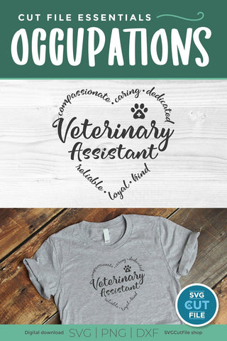 Vet assistant svg, veterinary assistant svg, veterinary assistant svg, svg dxf png, paw prints, small animal vet tech, dog or cat svg file SVG SVG Cut File 