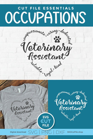 Vet assistant svg, veterinary assistant svg, veterinary assistant svg, svg dxf png, paw prints, small animal vet tech, dog or cat svg file SVG SVG Cut File 