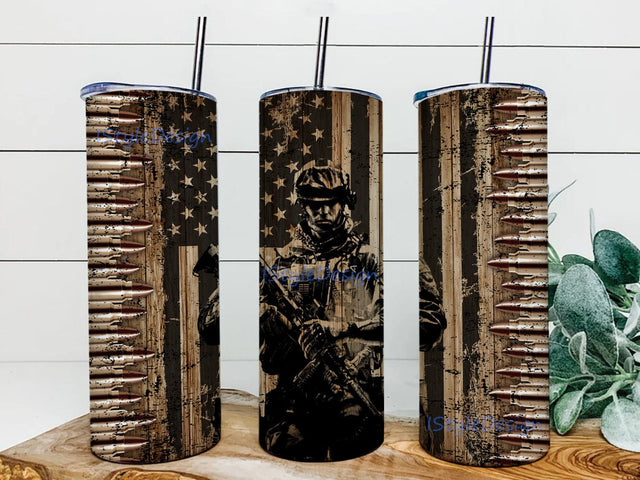 Veteran 20oz Skinny Tumbler Png, Military Tumbler, Rustic American Flag Tumbler Png, Rustic Flag Wrap, Veterans Day Tumbler, Seamless American Flag Army Sublimation iStyleDesign 