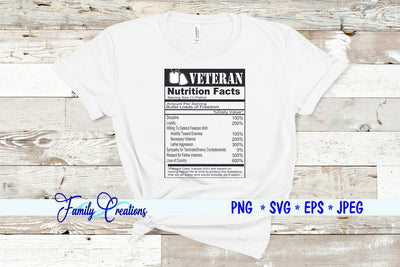 Veteran Nutrition Facts SVG Family Creations 