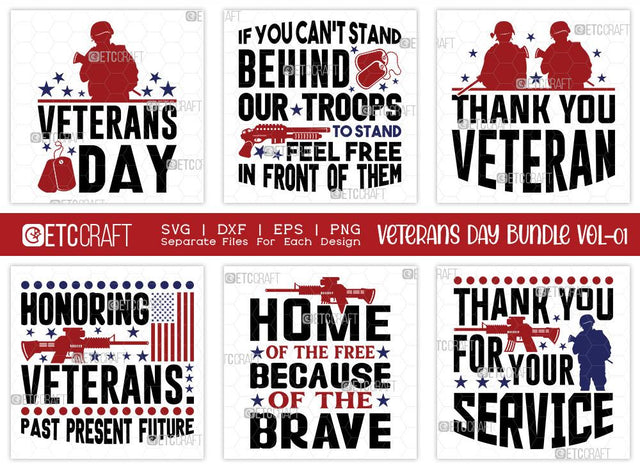 Veterans Day Bundle Vol-01 | Veterans Day Svg | Thank You Veteran Svg | Home Of The Free Because Of The Brave Svg | Thank You For Your Service Svg | Veterans Day Quote Design SVG ETC Craft 