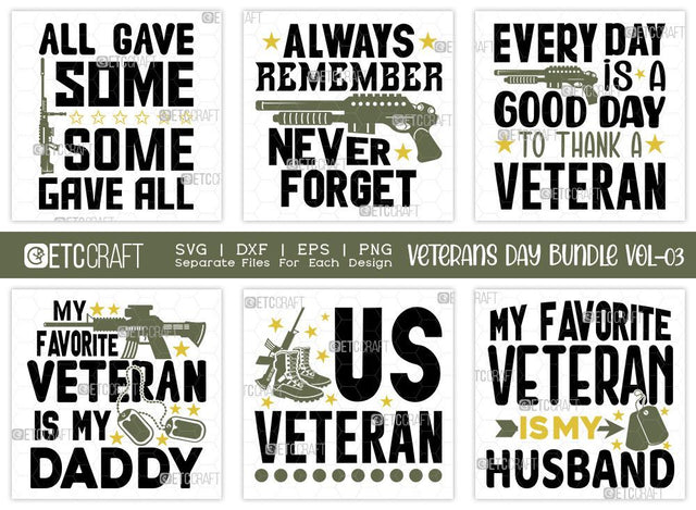 Veterans Day Bundle Vol-03 | All Gave Some Some Gave All Svg | Always Remember Never Forget Svg | US Veteran Svg | My Favorite Veteran Is My Daddy | Veterans Day Quote Design SVG ETC Craft 