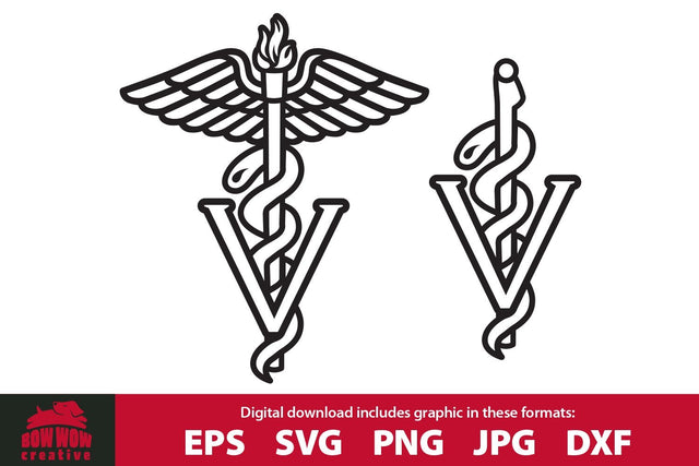 Veterinarian Caduceus Medical Symbol SVG Cutting File & Clipart SVG Bow Wow Creative 