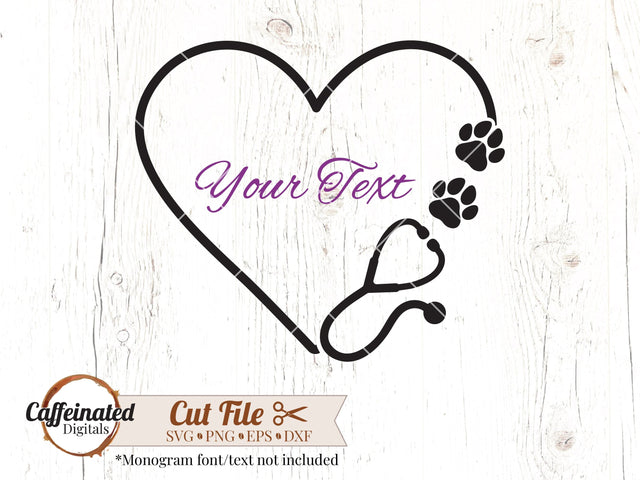 Veterinarian Heart Monogram SVG Caffeinated SVGs 