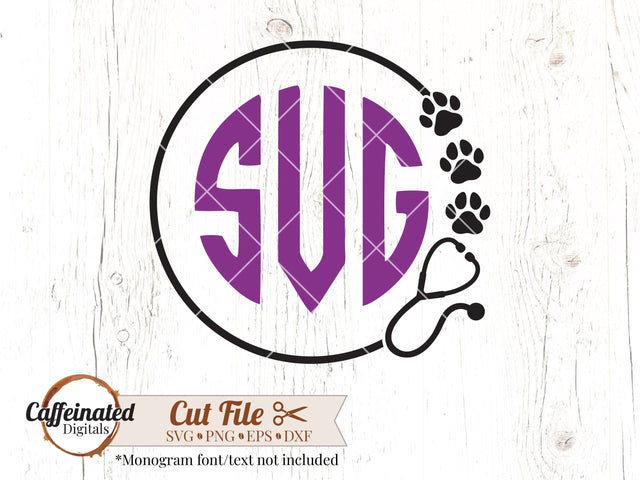 Veterinarian Round Monogram SVG Caffeinated SVGs 