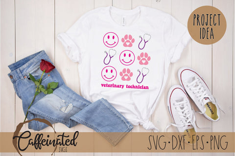 Veterinary Technician SVG, Smileys & Paw Prints SVG Caffeinated SVGs 