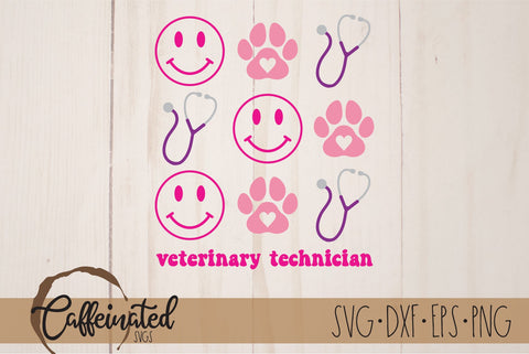 Veterinary Technician SVG, Smileys & Paw Prints SVG Caffeinated SVGs 