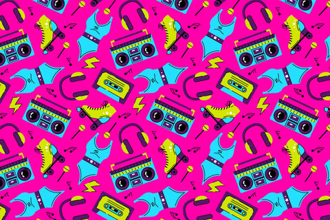 Vibrant 80s Seamless Pattern Digital Pattern Rin Green 