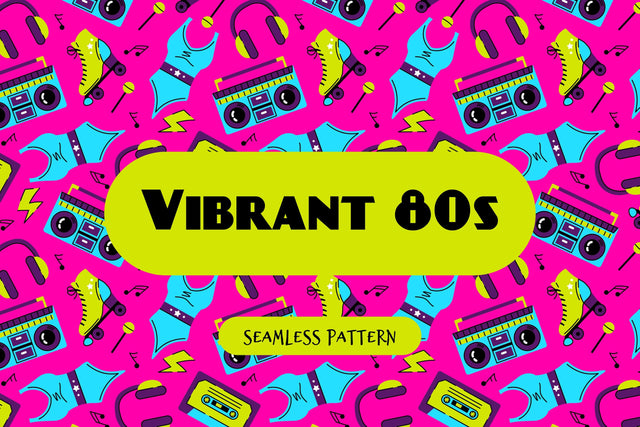 Vibrant 80s Seamless Pattern Digital Pattern Rin Green 