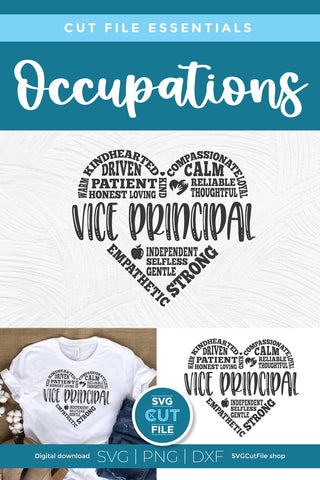 Vice principal svg, Assistant principal svg, heart svg, middle school, svg dxf png, high school staff gift idea, elementary svg, subway art SVG SVG Cut File 