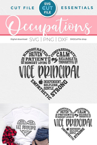 Vice principal svg, Assistant principal svg, heart svg, middle school, svg dxf png, high school staff gift idea, elementary svg, subway art SVG SVG Cut File 