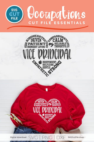 Vice principal svg, Assistant principal svg, heart svg, middle school, svg dxf png, high school staff gift idea, elementary svg, subway art SVG SVG Cut File 