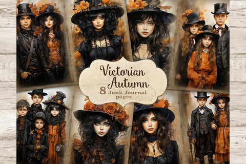 Victorian Autumn Junk Journal Pages | Fall Digital Art SVG GlamArtZhanna 