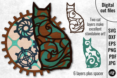 Victorian Cat cut files, SVG, DXF SVG Angel on Empire 