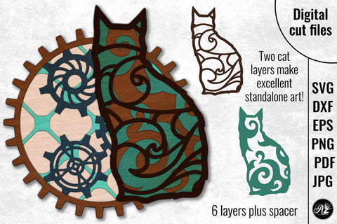 Victorian Cat cut files, SVG, DXF SVG Angel on Empire 