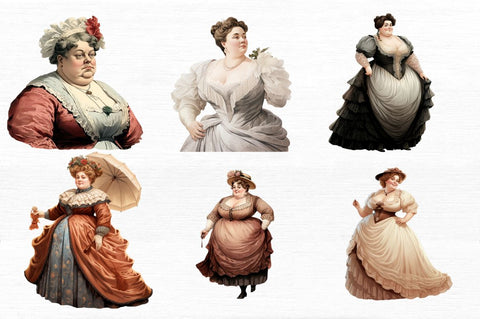 Victorian Chubby Lady Clipart Sublimation Regulrcrative 